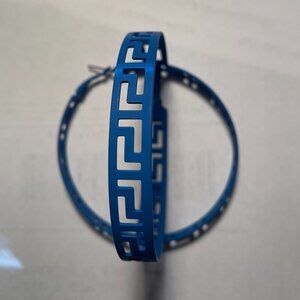 Blue Hoop Pierced Earrings